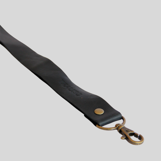 Lanyard de Cuero Negro, regalo corporativo personalizado con logo